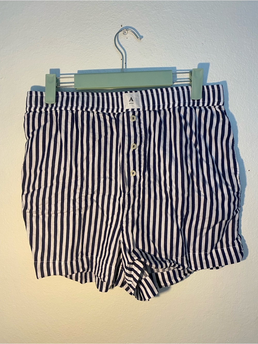 Anthropologie white & blue striped shorts size M